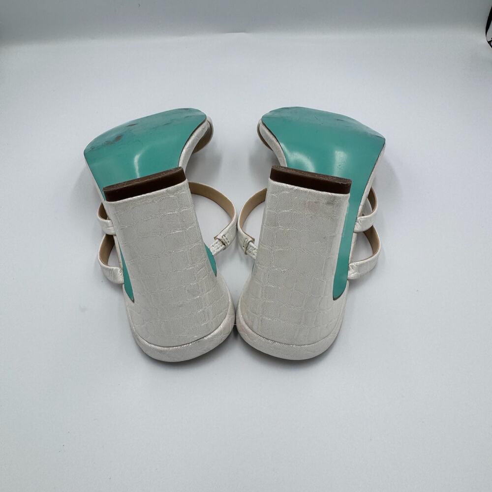 Betsey Johnson Anya Heels 8 White Croc Mule Sandals Bridal Y2K Heels Shoes Y2K - Picture 11 of 16
